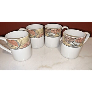 Corelle Coordinates Woodland Leaves Camoflauge Mugs Stoneware Set of 4